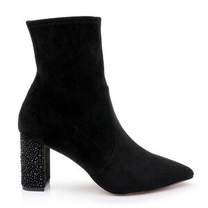 Badgley Mischka Jewel Gina Micro Suede Bootie Black 8.5 NEW